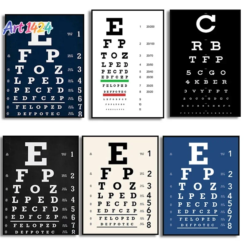 Eye Test Snellen Chart Vision Test Chart Poster and Prints Eyesight Optometry Canvas Paintings Wall Pictures Eye Clinic Decor