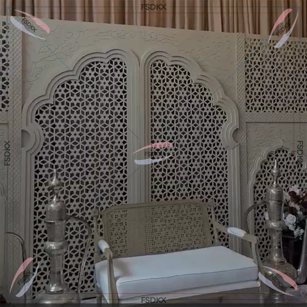 Factory Customized Wedding Stage 3D effect Carved Hollow Pvc Panel Background White Acrylic Backdrop