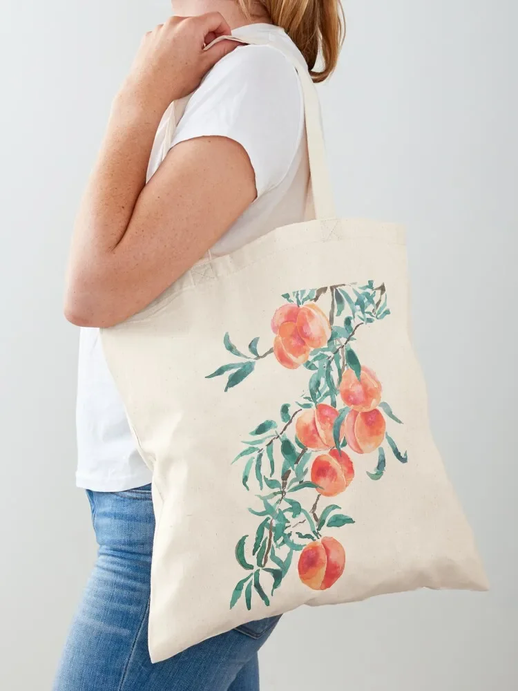 hand painted pink peach watercolor Tote Bag Custom bag reusable shopping bag Canvas Tote