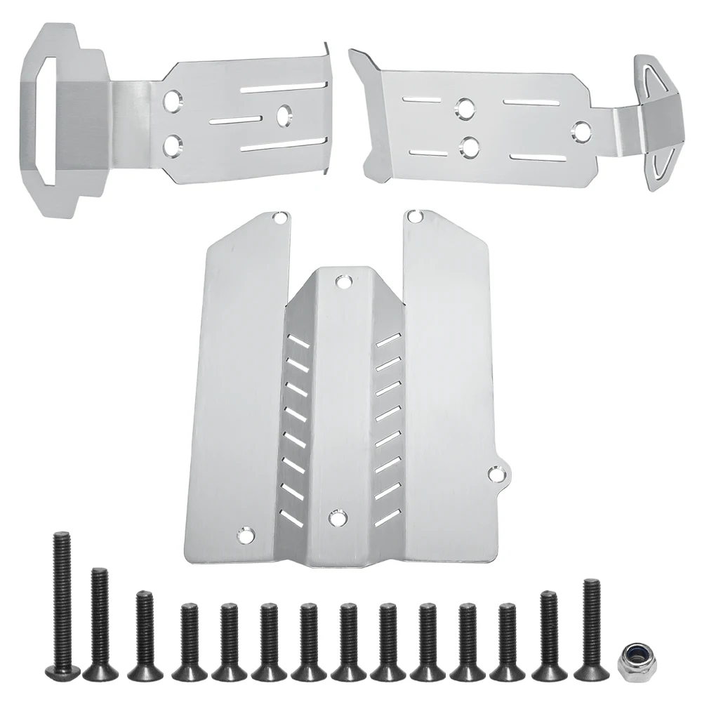Rvs Skid Plate Chassis Bescherming Kit voor 1/16 Trxs Mini Maxx 107154-1 en Mini XRT 108076-1 Upgrade Onderdelen