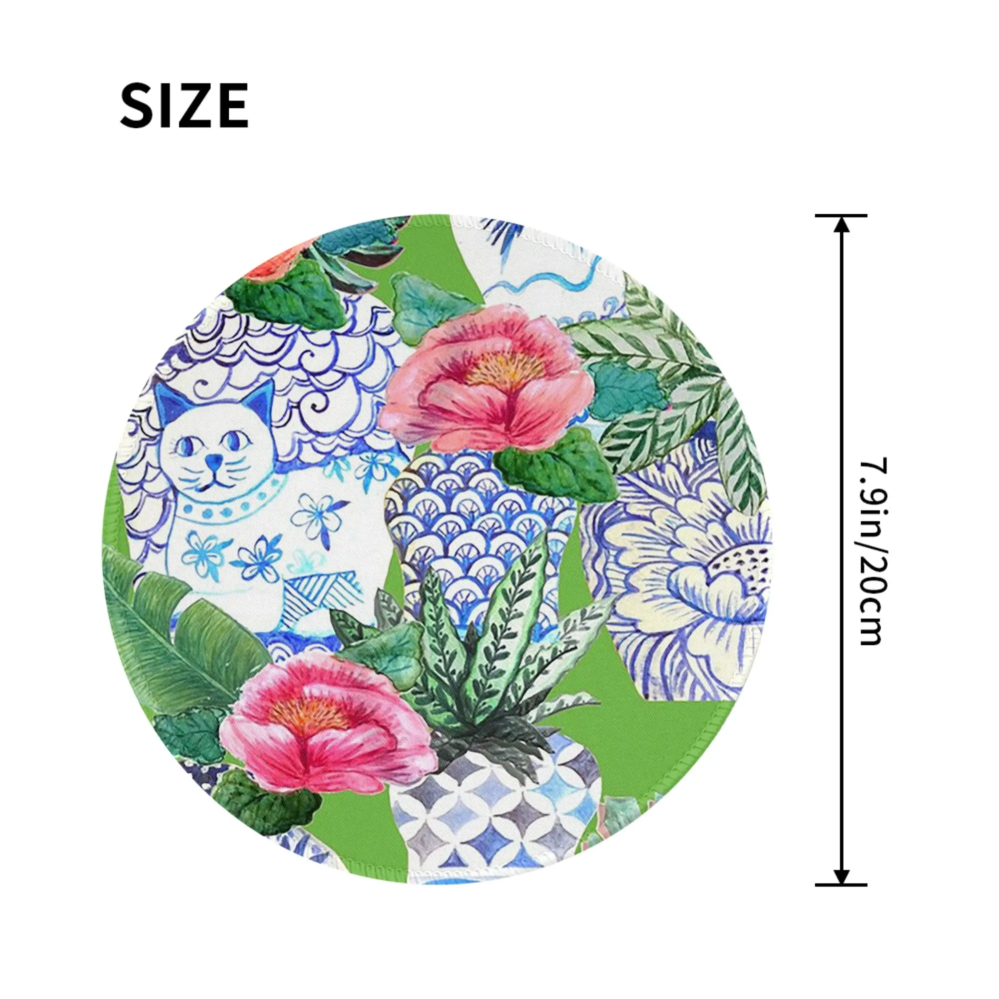 blue white Chinese ginger jars on green, Emerald green Chinoiserie Mouse Pad Computer Keyboard Mouse Mat PC Desk Mat Table Mats