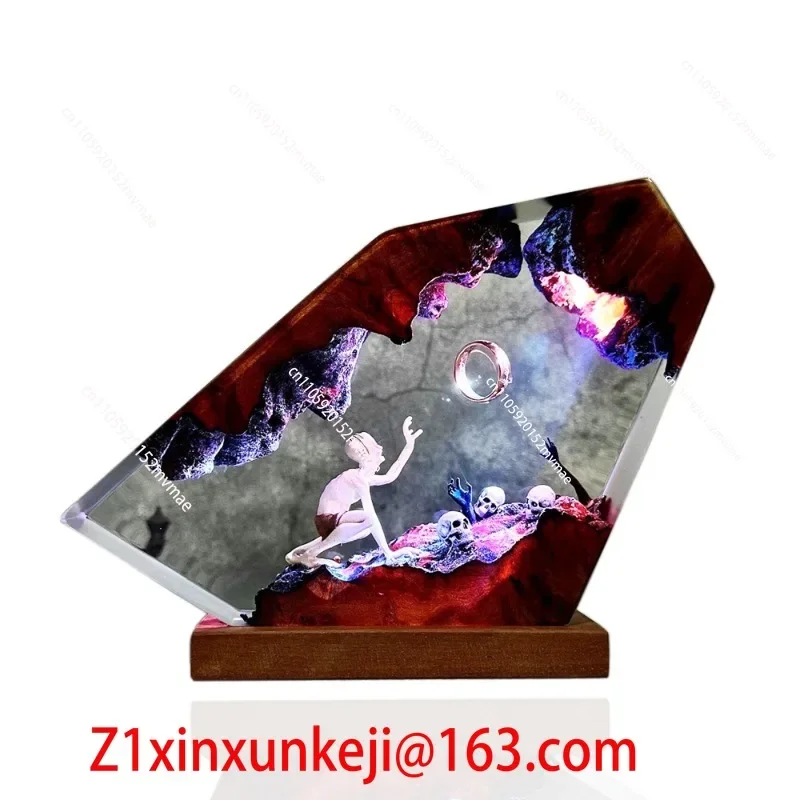 Gollum Power Ring Epoxy Light Dark Lord Ring Fantasy World Night Light Halloween Gift Customize