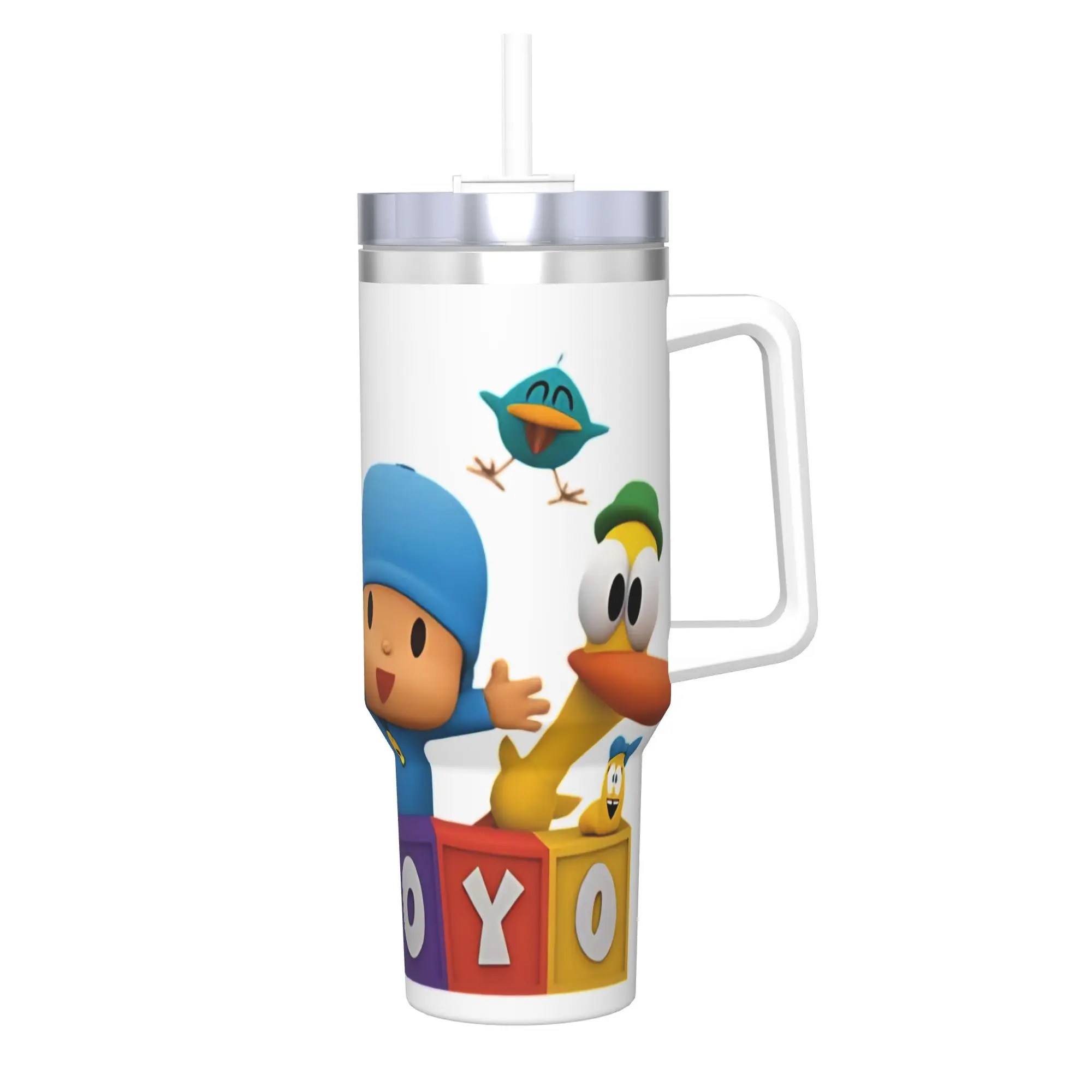 Stainless Steel Tumbler P-pocoyo Characters Cartoon Thermal Mug  Leakproof Hot Drinks Mugs Cup Camping Water Bottle