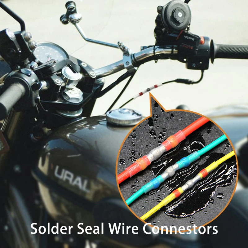

Solder Seal Wire Connectors Kit Waterproof 3:1 Heat Shrink Butt Crimp Terminals Electrical Cable Splice Connector 50~500pcs