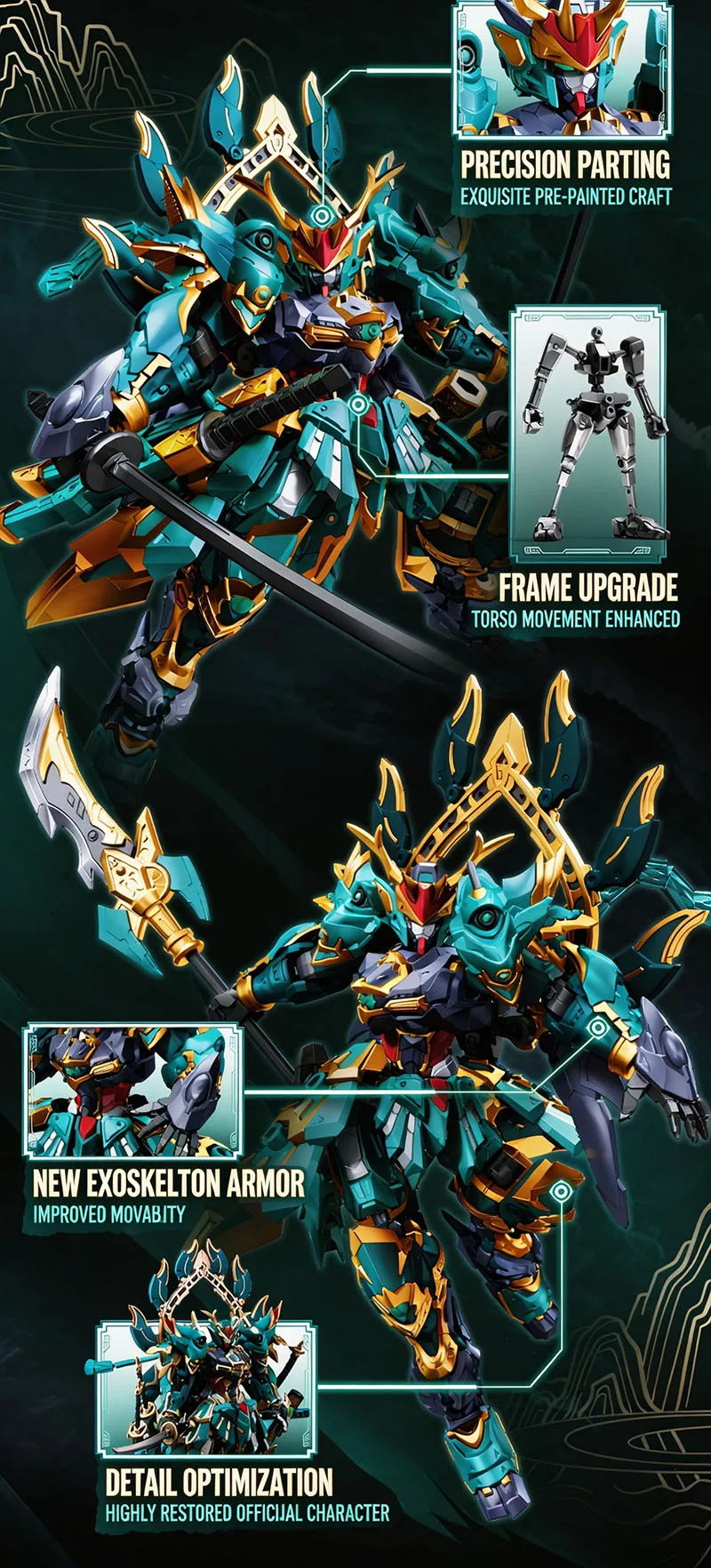 Source Spirit War Chronicles Tianxing-Klasse Blauer Drache und Weißer Tiger Mecha-Bausatz Simulationsmodell Hochschwieriges Sammlerstück Spielzeug Geschenk für Jungen Weihnachts- und Geburtstagsgeschenk – Detail 8