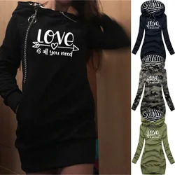 Autumn and Spring Women's Fashion Hooded Jacket Slim Dress Popular Hooded Jacket Hooded Women's Long Sleeve Sweatshirt Dresses