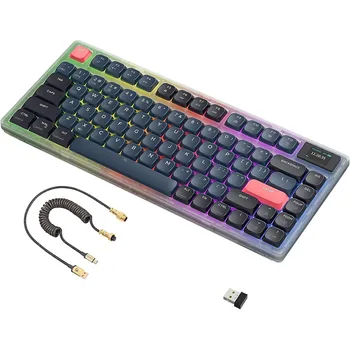 ATTACK SHARK×AJAZZ AK832PRO BT 5.1, 2.4G Wireless/Wired 75% Low Profile Mechanical Keyboard with Smart Screen for PC/MAC OS