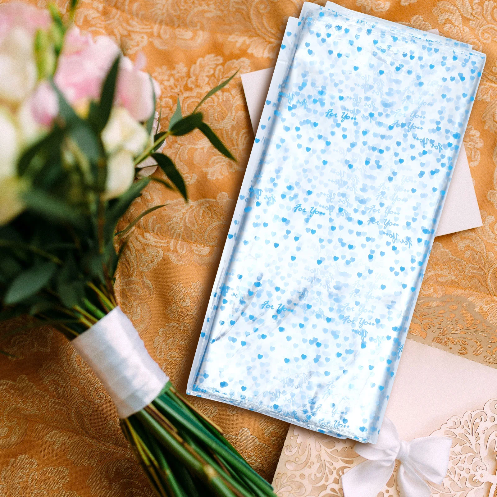 

100 Pcs 43x55cm Transparent Wrapping Paper Sturdy Waterproof Flower Packaging Dustproof Clear Glass Paper for Gifts