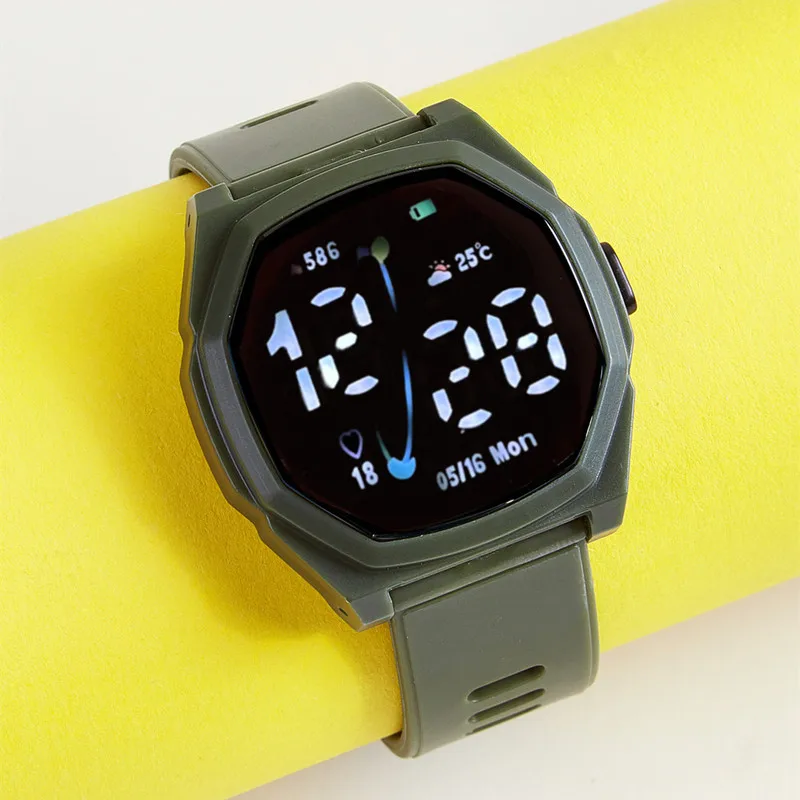 Relógio inteligente masculino feminino led relógios eletrônicos relógio homem à prova dwaterproof água smartwatch masculino display digital relógio de pulso botão bateria
