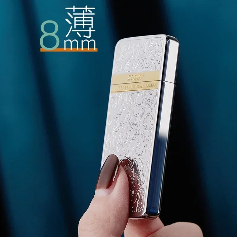 Zorro Ultra-thin Pure Copper Engraving, Tangcao Streak Metallic Terrazzo Lighter Cigarette Accessories for Men's Gift