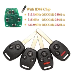 jingyuqin 2/3/4BTN Remote Car Key Fob 313.8/315/433MHz ID48 Chip For Honda Accord CRV HRV Fit City Jazz Odyssey Shuttle Civic