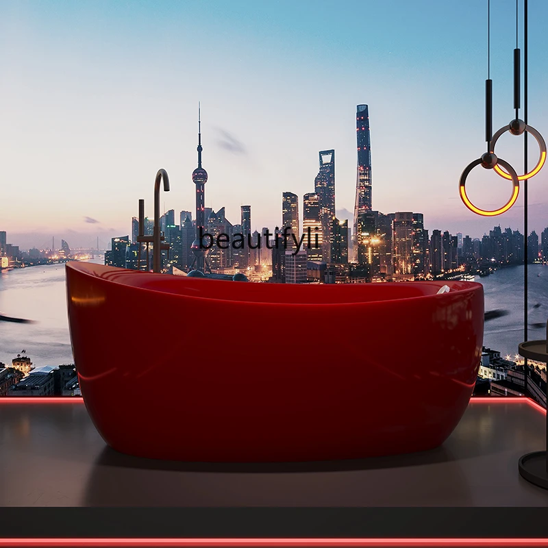 Acrylic household bathtub B & B hotel seamless integrated art independent thermal insulation color bathtub