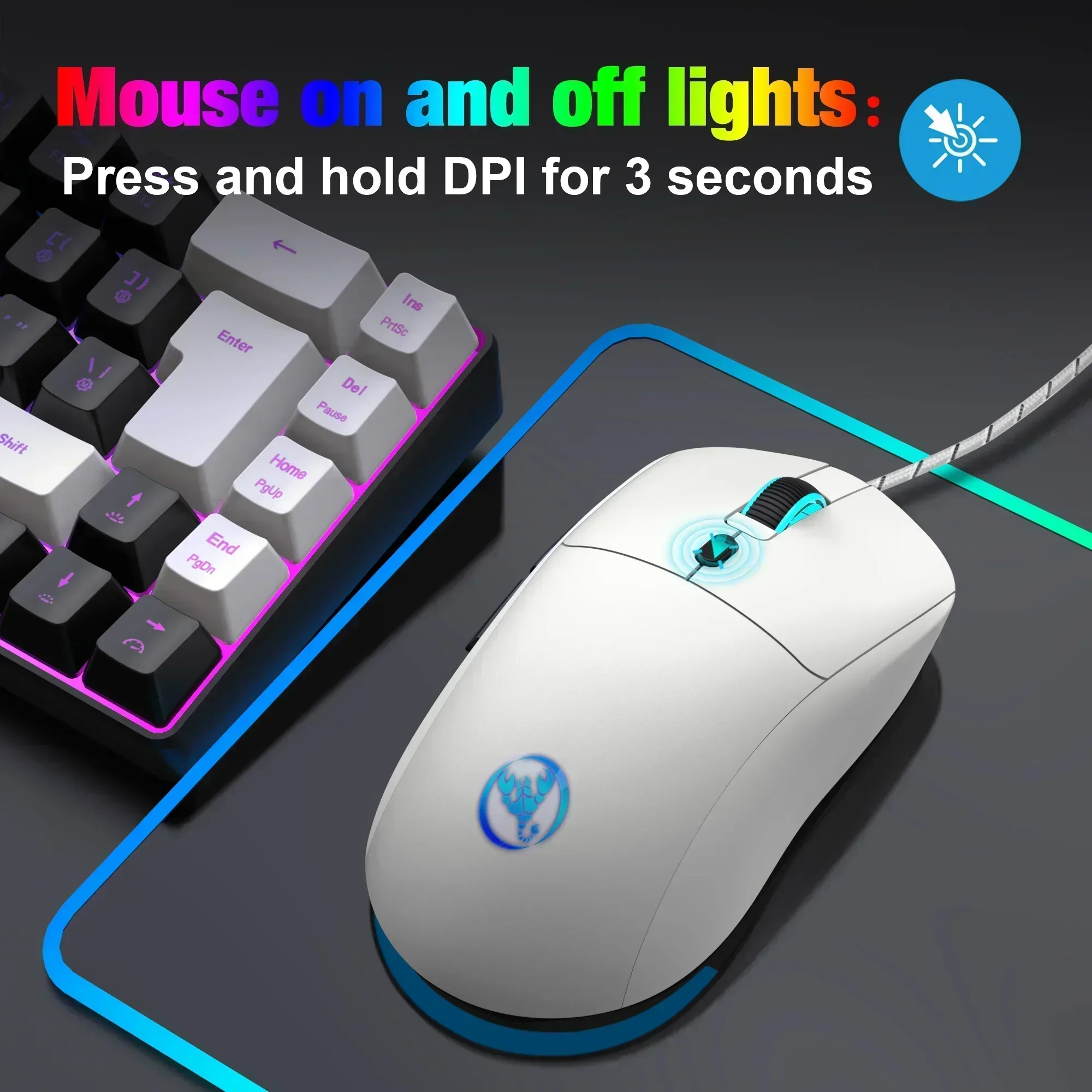 

YP DPI Adjustable 6-key Wired Gaming Mouse Adjustable 3600dpi Comfortable Home Office Mouse 7-color RGB Laptop Gaming Console