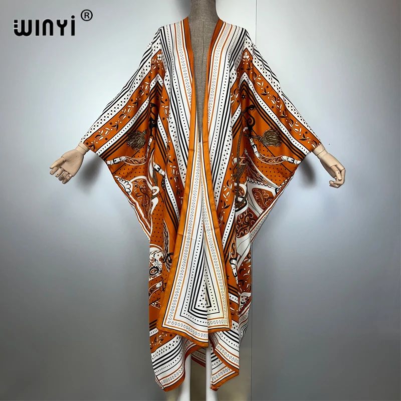 WINYI-Kimono bohemio, cárdigan holgado, trajes de playa para mujer, vestido de noche para cubrir, abrigo largo, vestido maxi, ropa de playa de lujo