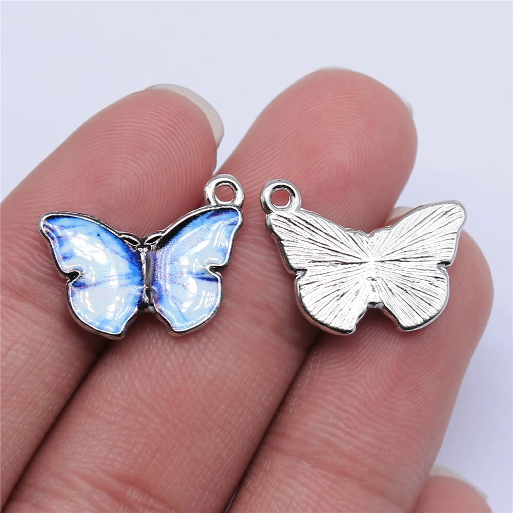 WYSIWYG 10pcs 19x15mm Rhodium Color Enamel Butterfly Charms For Jewelry Making DIY Jewelry Findings image 5