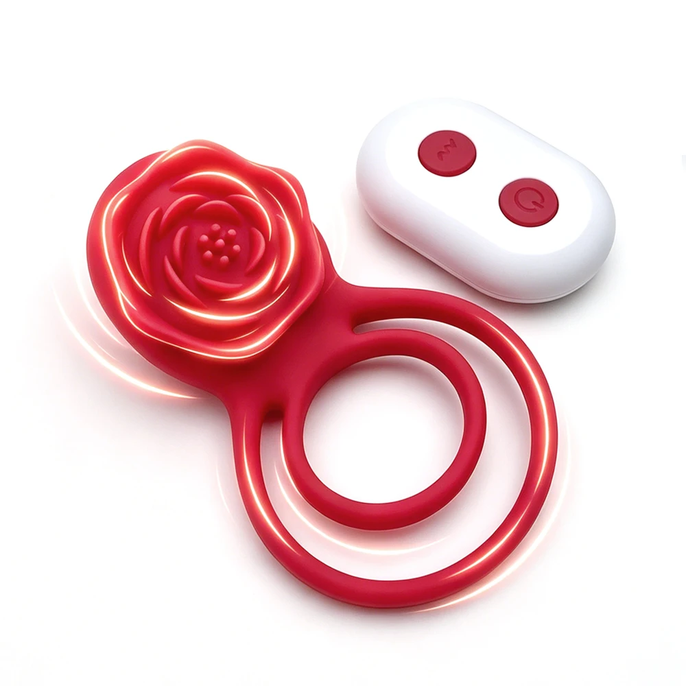 Silicone Rose Vibrating Cock Ring G-spot Clitoral C-spot Stim Male Delay Ring Breast & Testicle Massage Couples Adult Sex Toys view 2