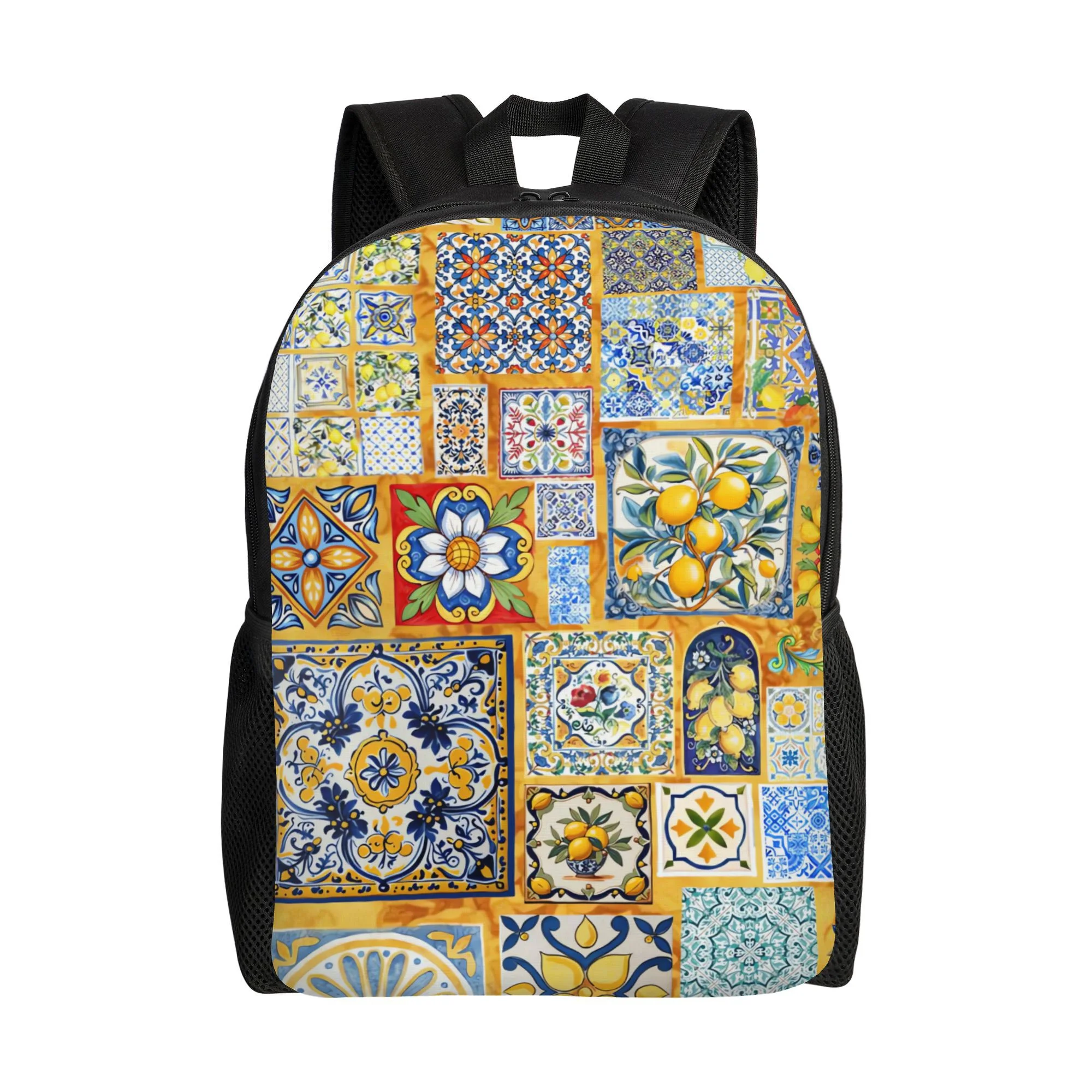 

Italian Maiolica style lightweight backpack, neutral style, single pocket design, perfect for busy days or short trips