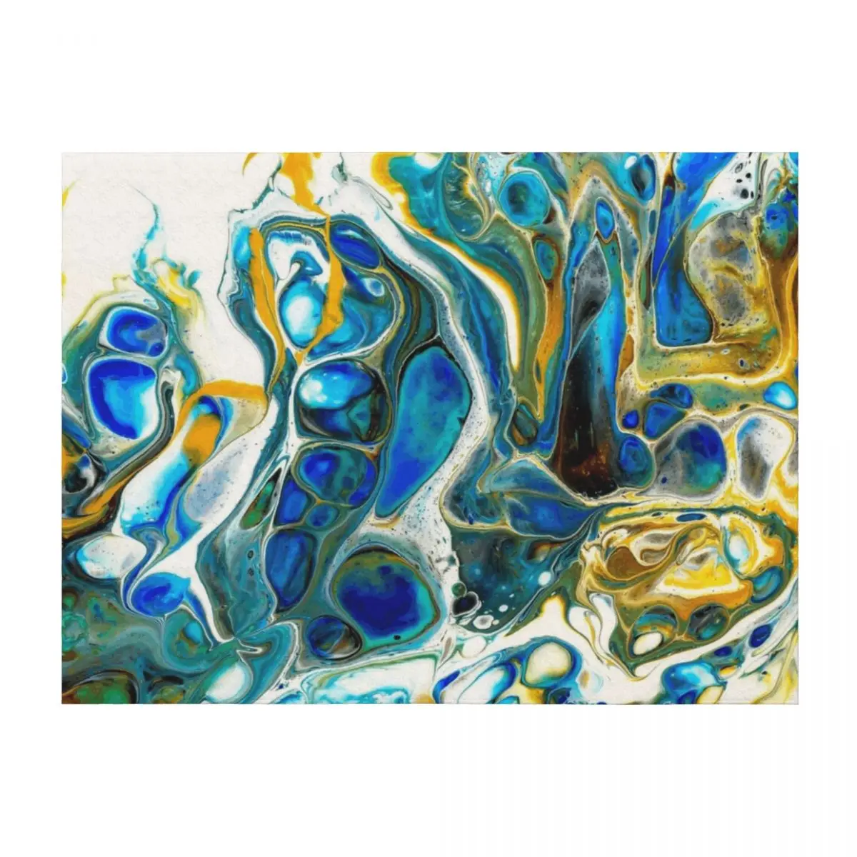 

Acrylic painting, acrylic on canvas, white-blue-gold Throw Blanket Beach Shaggy Large Luxury St Blankets