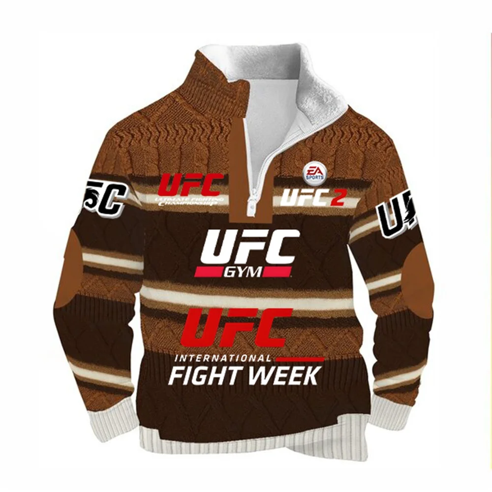 

UFC Зимний мужской воротник-стойка с толстой бархатной внутренней частью, мягкий ветрозащитный теплый облегающий топ для спорта и отдыха