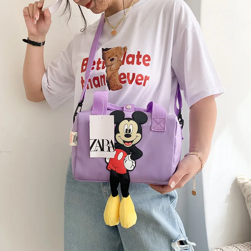 Disney-Bolsas femininas de ombro mickey mouse, cartoons, bolsa de nylon, bolsa mensageiro, bolsa anime fofa, presentes para meninas, moda, novo, 2024