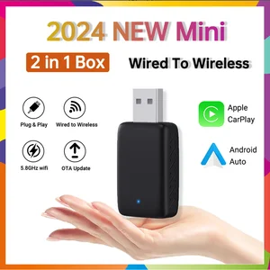 2025 BARU 2in1 Kotak Mini CarPlay Berkabel ke Nirkabel Kotak Pintar Adaptor Otomatis Android Bluetooth Koneksi WiFi Pasang & Mainkan Universal Mini 8 adaptor hdmi bluetooth penjualan terbaik - №