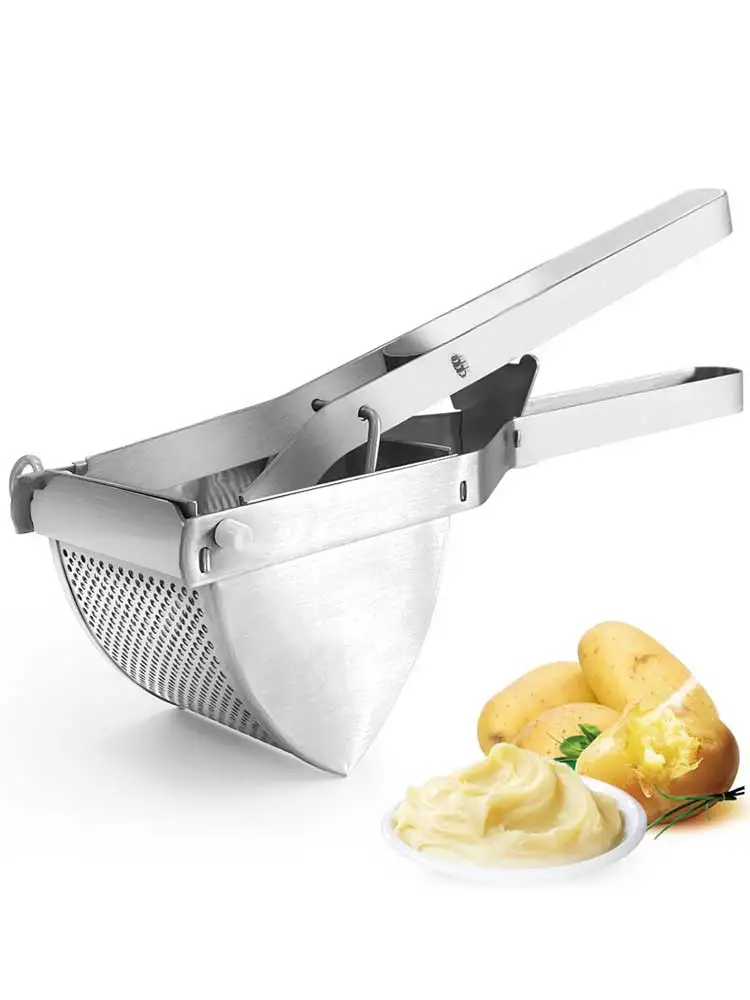 Stainless Steel Potato Ricer and Masher, Heavy Duty Commercial Food Masher, Ergonomic Comfort Grip, Extra LargeCapacity