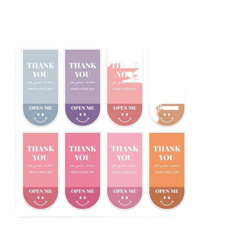 100pcs/10 Sheets Thank You For Your Order Stickers Smile Decorative Sealing Stickers for Business Delivery Packaging Mailing Bag