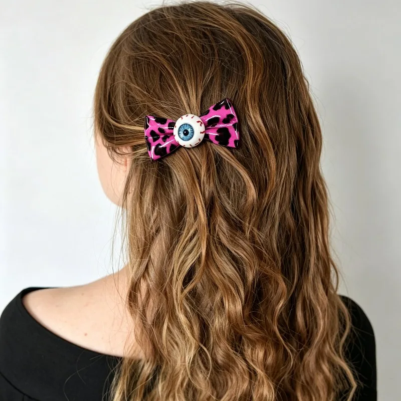 Colorful Leopard Bow Hair Clip, Creative Cosplay Accessory