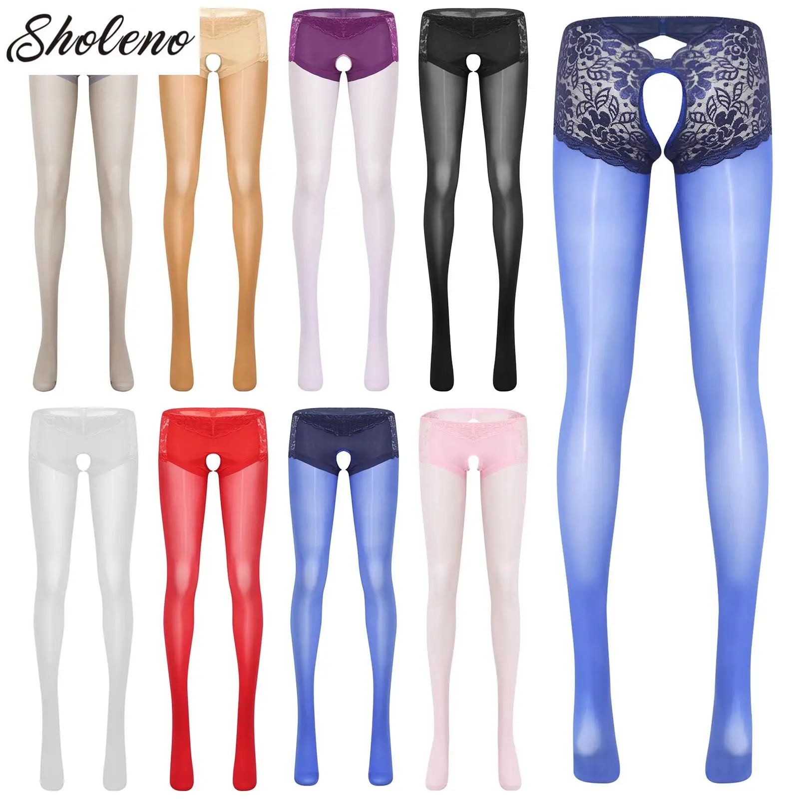 

Open Crotch Sexy Lace Stockings Tights for Women Transparent Pantyhose Legging Bodystocking Nightclub Wear Hosiery