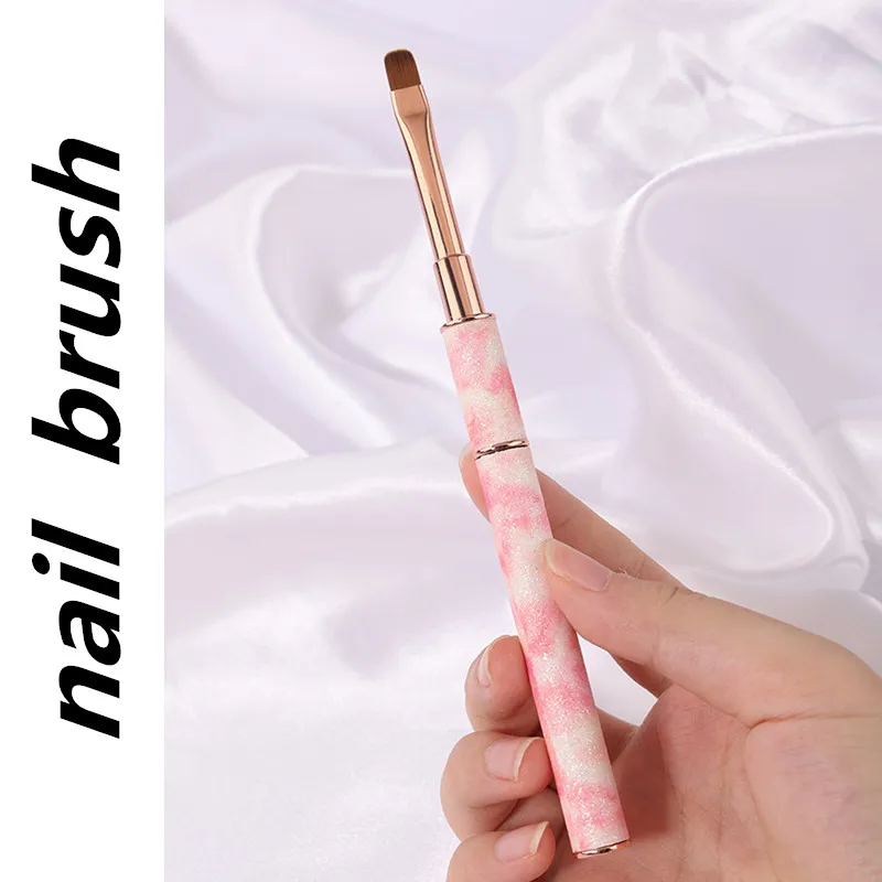 Pink Marble Nail Brush Gel Brush For Manicure Acrylic UV Gel Extension Pen Nail Polish Painting Drawing Brush Liner