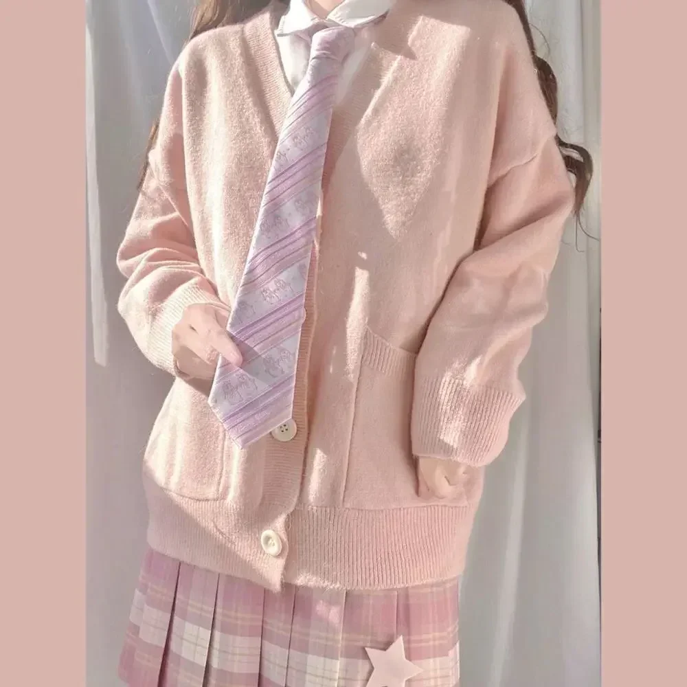 Cardigan College Japan School Style primavera autunno 5 ragazze maglione uniforme cotone studente colore scollo a v Cosplay lavorato a maglia