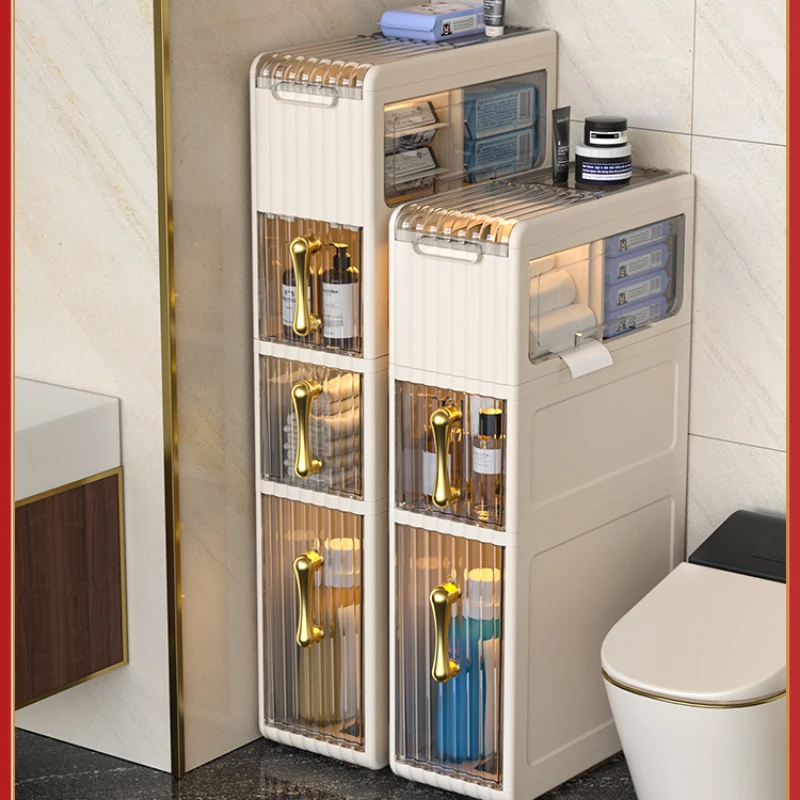 

Light Luxury Bathroom Storage Rack Floor Gap Storage Rack Bathroom Narrow Gap Storage Cabinet Toilet Toilet Storage Side Cabinet