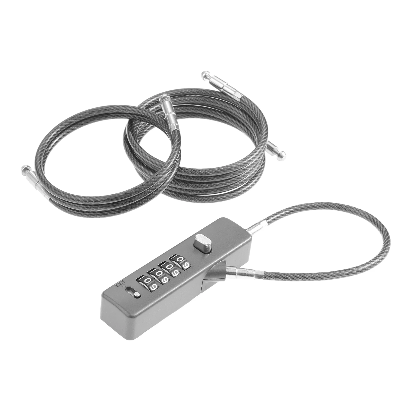 4 Digit Password Combination Cable Lock Anti-Theft Cabinet Lock Padlock Luggage Home Lock with 3pcs 30/60/120cm Steel Wire Rope