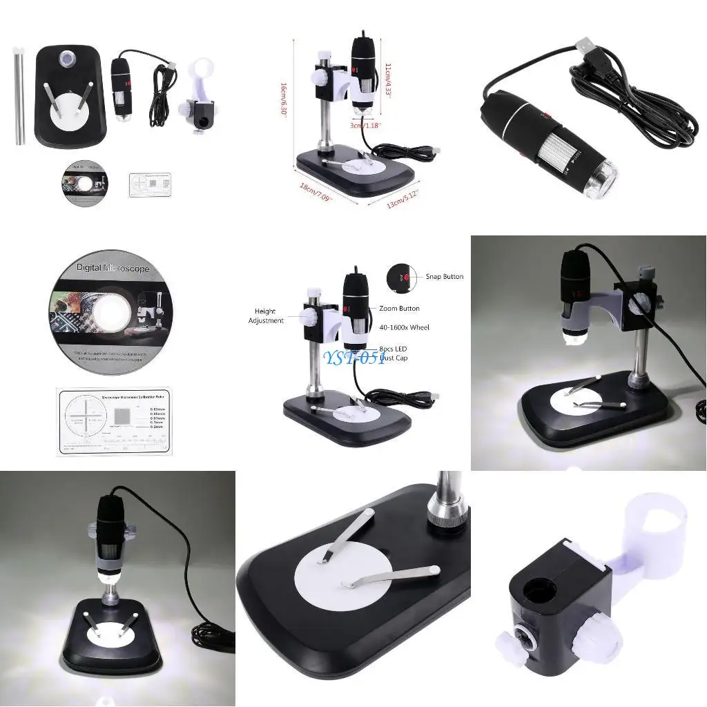 

E15A USB Digital Microscope Handheld 40X-1600X Magnification Endoscope High Speed DSP