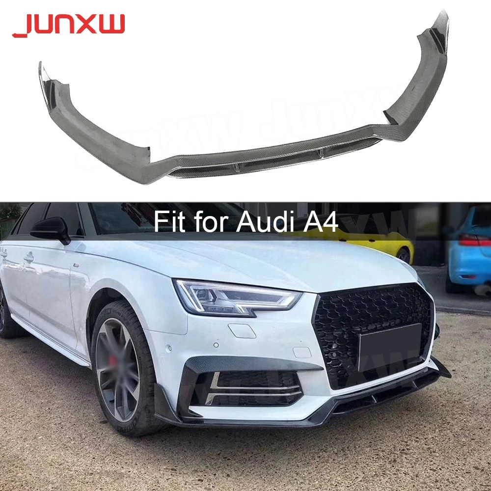 For Audi A4 S4 B9 2017 2018 Car Racing Two Layer Carbon Fiber Front Bumper Lip Spoiler Splitters Body Kits