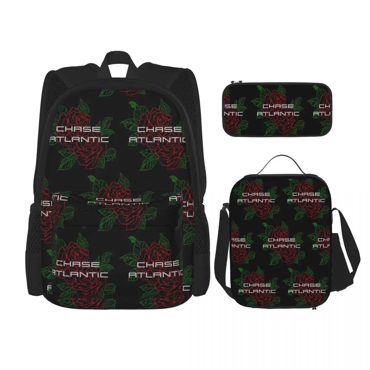

Chase Atlantic Rose Logo Backpacks Children Bookbag School Bags Rucksack Lunch Bag Pen Bag Three-Piece Set