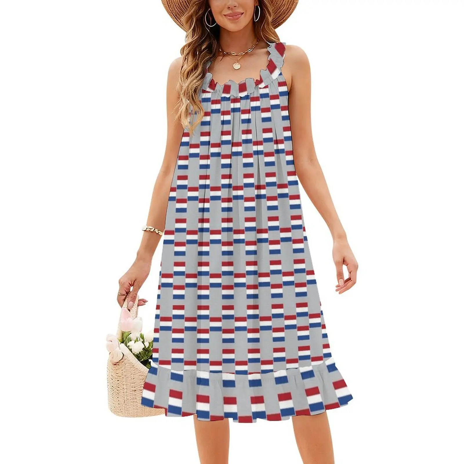 네덜란드 국기 플로럴 스목 드레스 여성용 봄 여름 캐주얼 드레스 파티용 네덜란드 국기 킹스데이