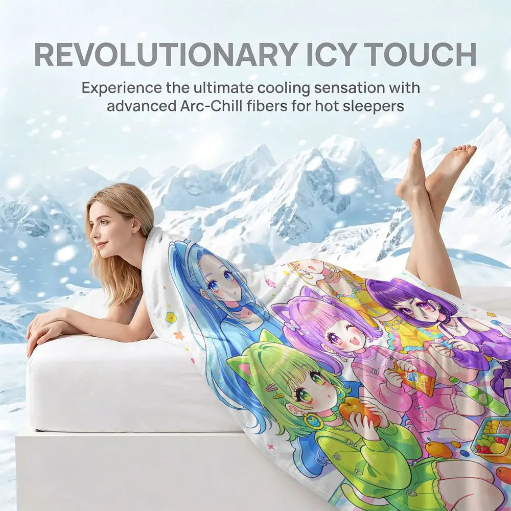Park Swing Cat Ear Girls Digital Print Cooling Blanket Q MAX 0.3 Cool Light Blanket Carnival Theme Summer Blanket
