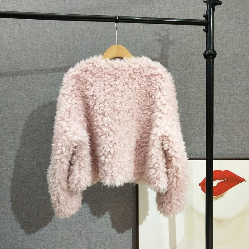 JT518 Damski Krótki Płaszcz z Kości Słoniowej z Dekoltem w Serek, Nowa Zimowa Kurtka Damska z Prawdziwej Wełny na Co Dzień, Kolekcja 2025