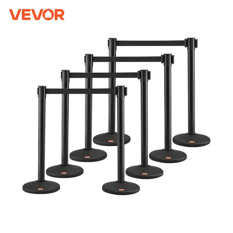 VEVOR 8-Pack Crowd Control Stanchions with Retractable Belts Plastic Stanchion Queue Post Line Divider for Airport Exhibition