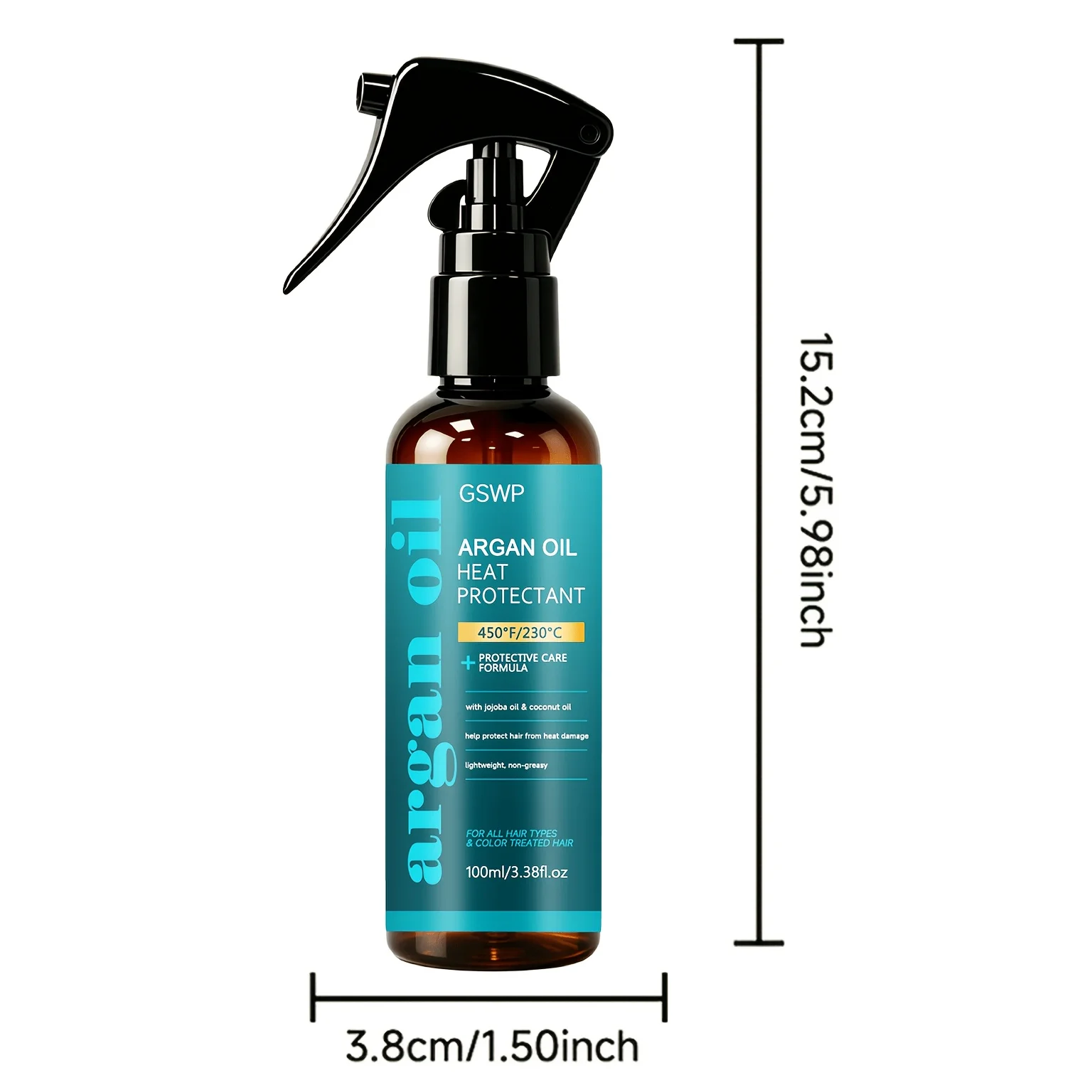 GSWP Arganöl-Schutzspray, 450 ° F Hitzeschutz für Haare, Leichte und Feuchtigkeitsspendende Nährende Arganöl-Haarkur. 100/200ml – Detail 2