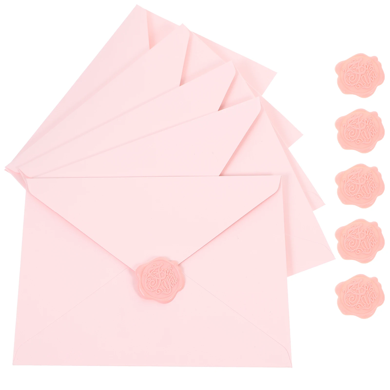 

5 Sets Envelope Paper Set Pink Simple Greeting Cards Invitation Birthday Party Wedding Bridal Shower Valentines Day Gift Letter