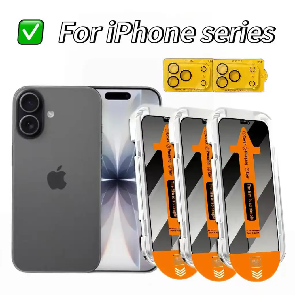 

Tempered Glass Privacy Set: 3-Pack Screen Protectors + 2-Pack Lens Protectors for Apple Series