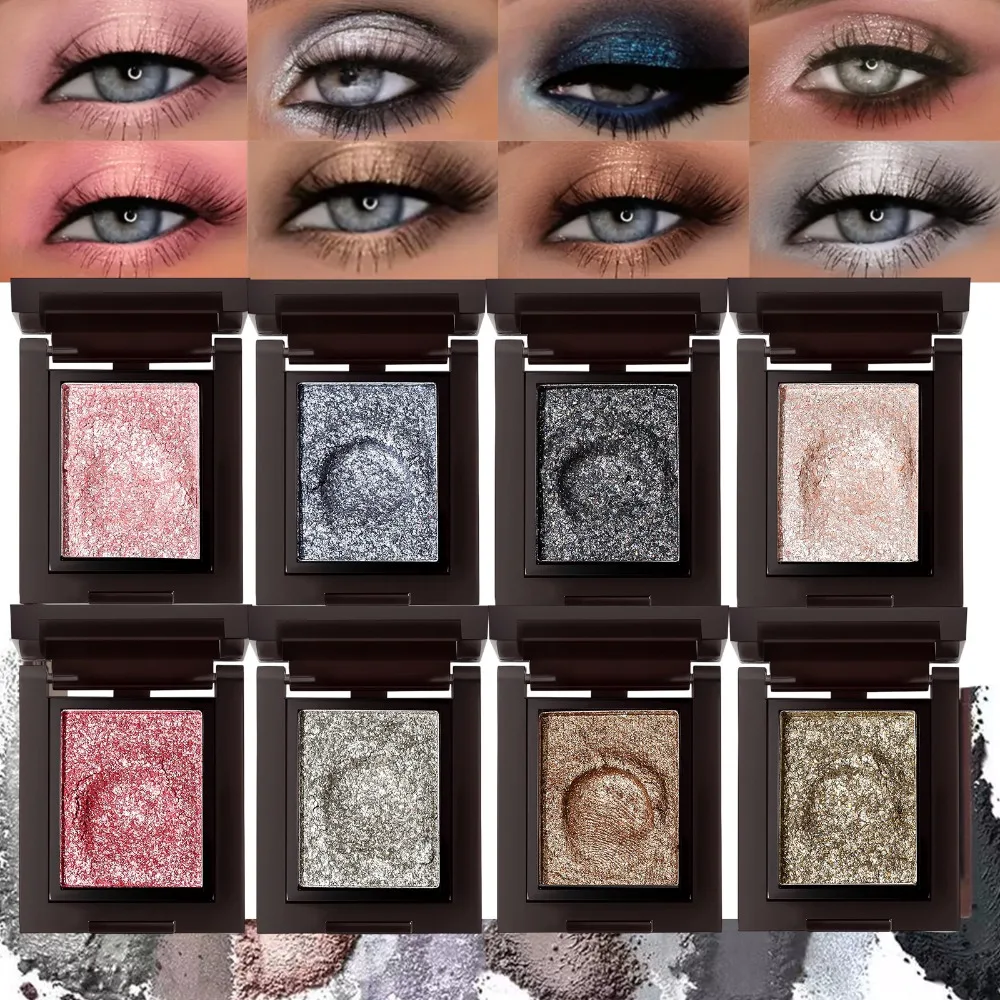 Black Pearl Eyeshadow Diamonds Metallic Brighten Mashed Potato Glitter Highlighter Plate Make Up Sparkling Chameleon Smoked Punk