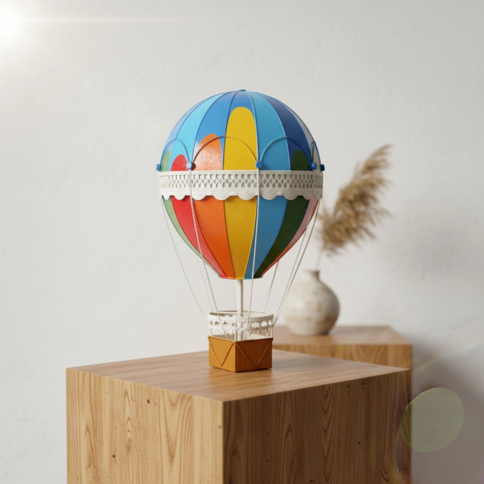Ornamento de Balão de Ar Quente Pintado em Metal, Decoração Única, Apanhador de Sol Relaxante para Fotógrafos, Estúdios de Fotografia