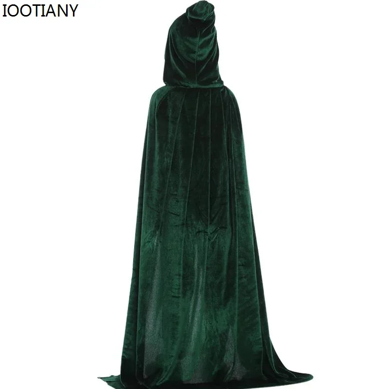 CosplayNew هالوين الاطفال الكبار الساحرة الموت تأثيري عباءة مقنعين ازياء القرون الوسطى عباءة كرنفال حفلة المخملية تظهر زي طويل