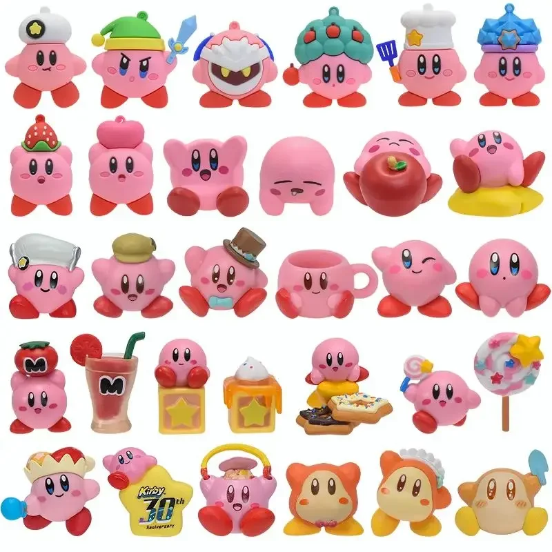 8pcs Anime Games Kirby Action Figures Toys Pink Cartoon Kawaii Kirby PVC Cute Figure Action Toy Christmas Gift for Children