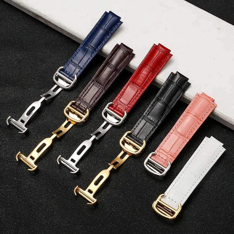 Genuine Leather Watch Strap for Cartier Blue Balloon Bracelet Replace Watch 14-8mm,16-8mm,18-11mm, 20-12mm, 22-14mm