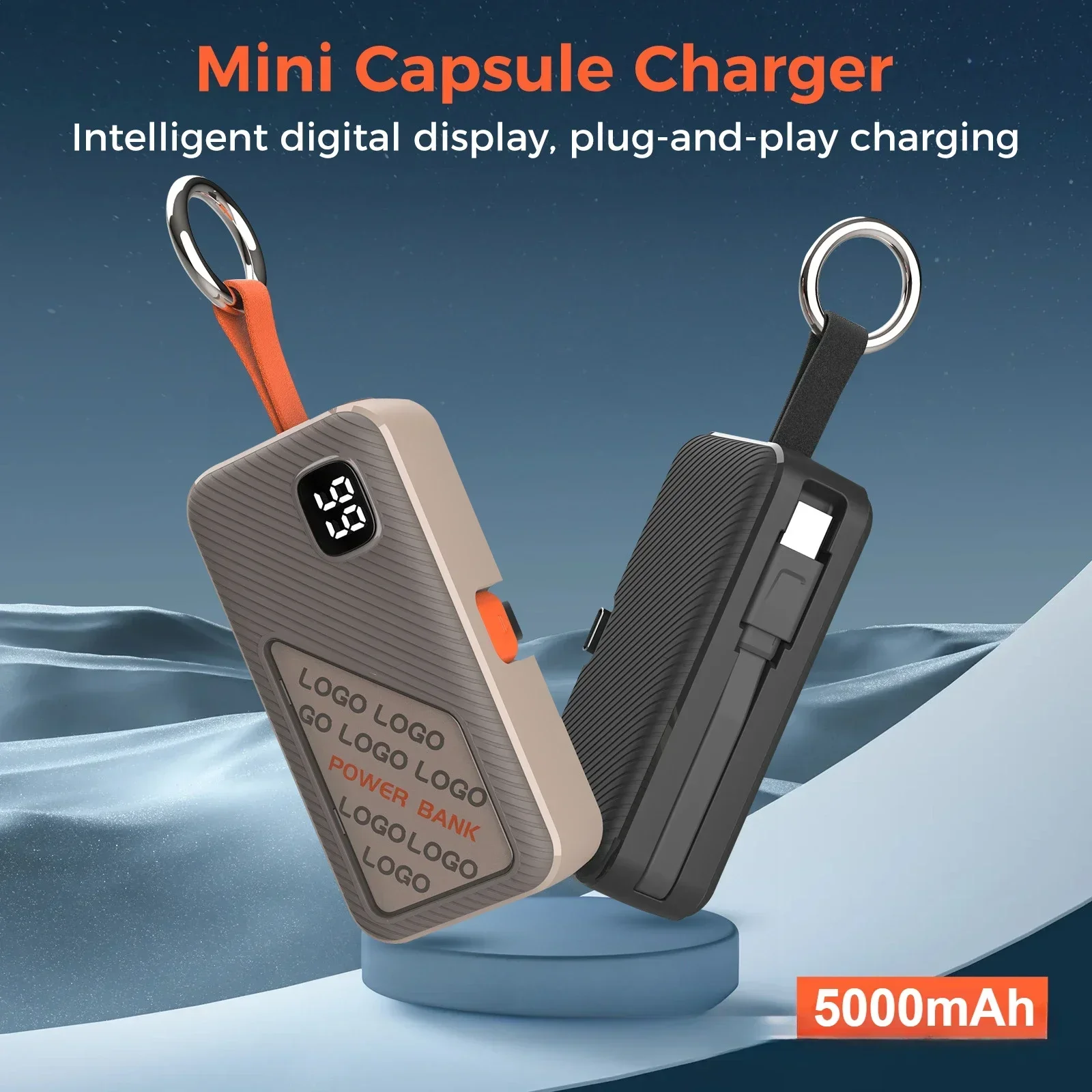 5000mAh Portable Power Bank Capsule Power Bank Fast Charging Large Capacity Compact and Portable Portable Charger