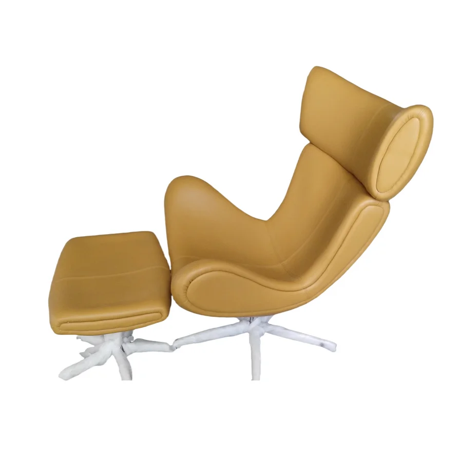 

Hotel Black Leather Imola Lobby Arm Chair Comfort Living Room Swivel Lounge Chairs Modern Luxury Design Fiberglass Accent Chair